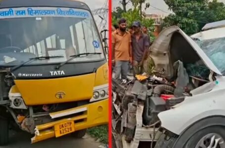 देहरादून के लालतप्पड़ में बस और कार की जोरदार भिड़ंत, कई लोग घायल