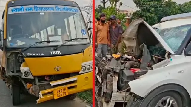  देहरादून के लालतप्पड़ में बस और कार की जोरदार भिड़ंत, कई लोग घायल